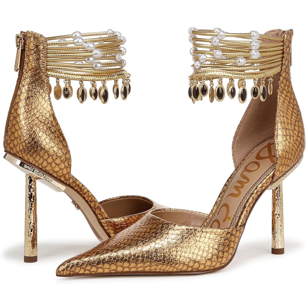 Sam Edelman Gold Textured Heels